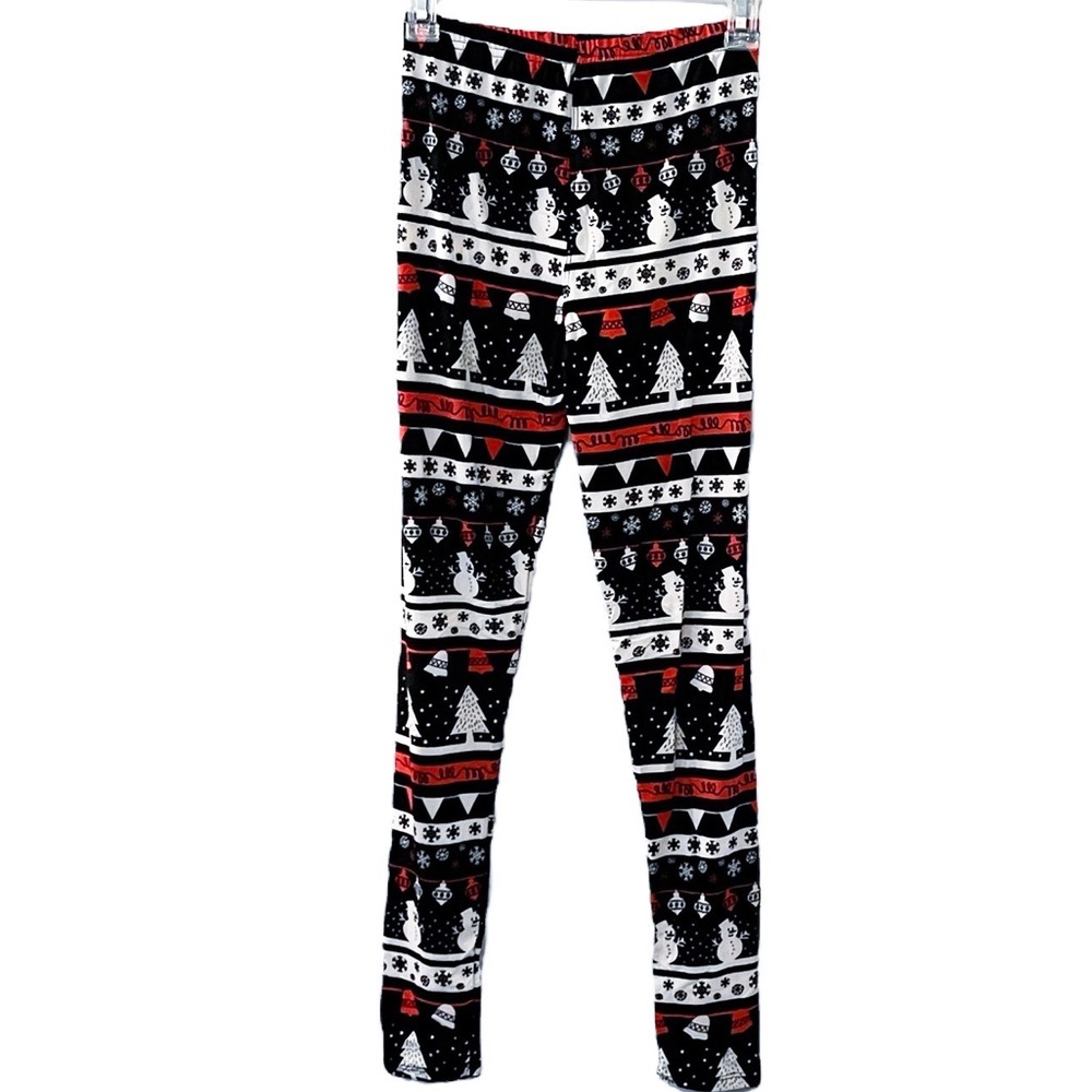 Retro Christmas Leggings in Navy Blu, Red and White Christmas Trees and Reindeer